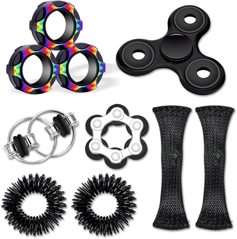 8Pcs Fidget Toys Adults Kids 8+ Toys Adults Edc Cool - A - Black - 8PCS