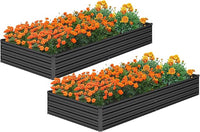 MGNO 2pcs 8x4x1FT Galvanized Raised Garden Bed-Outdoor Planter Box for Vegetables-Metal Garden Bed,Rectangle Planting Box for Herb,Flower,Black