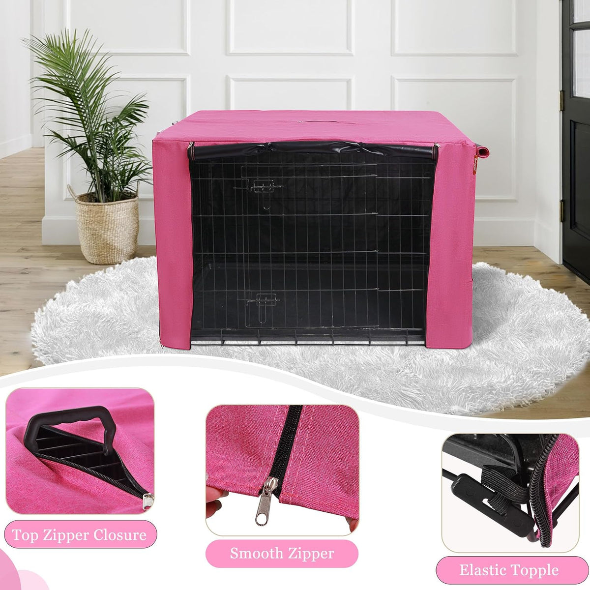 42-Inch Dog Crate Cover with Mesh, Waterproof Kennel Cover - 36.0"L x 23.0"W x 25.0"H / Pink - image 4