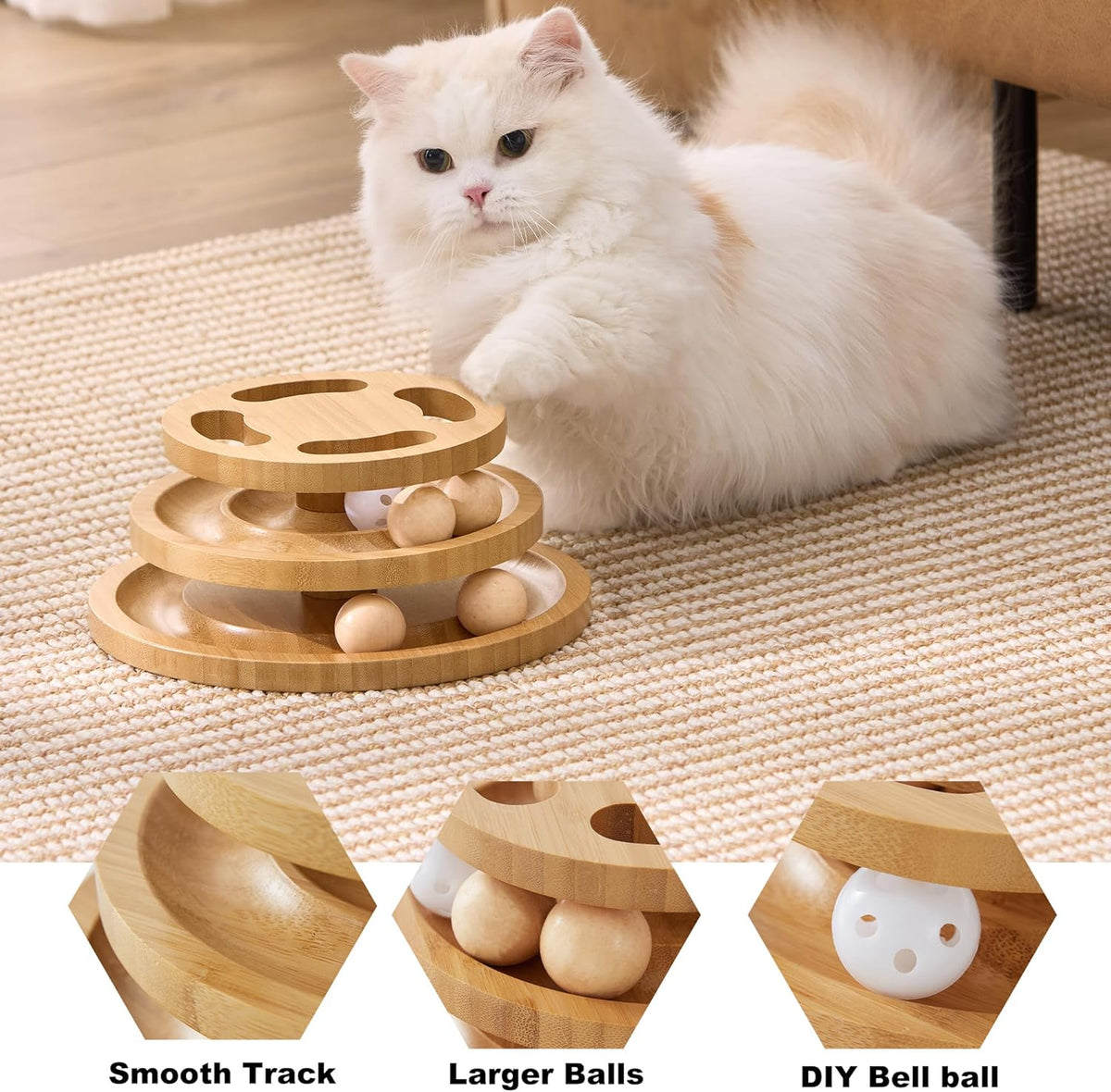 Cat Ball Track Toy with Puzzle Top - Medium Size - image 4