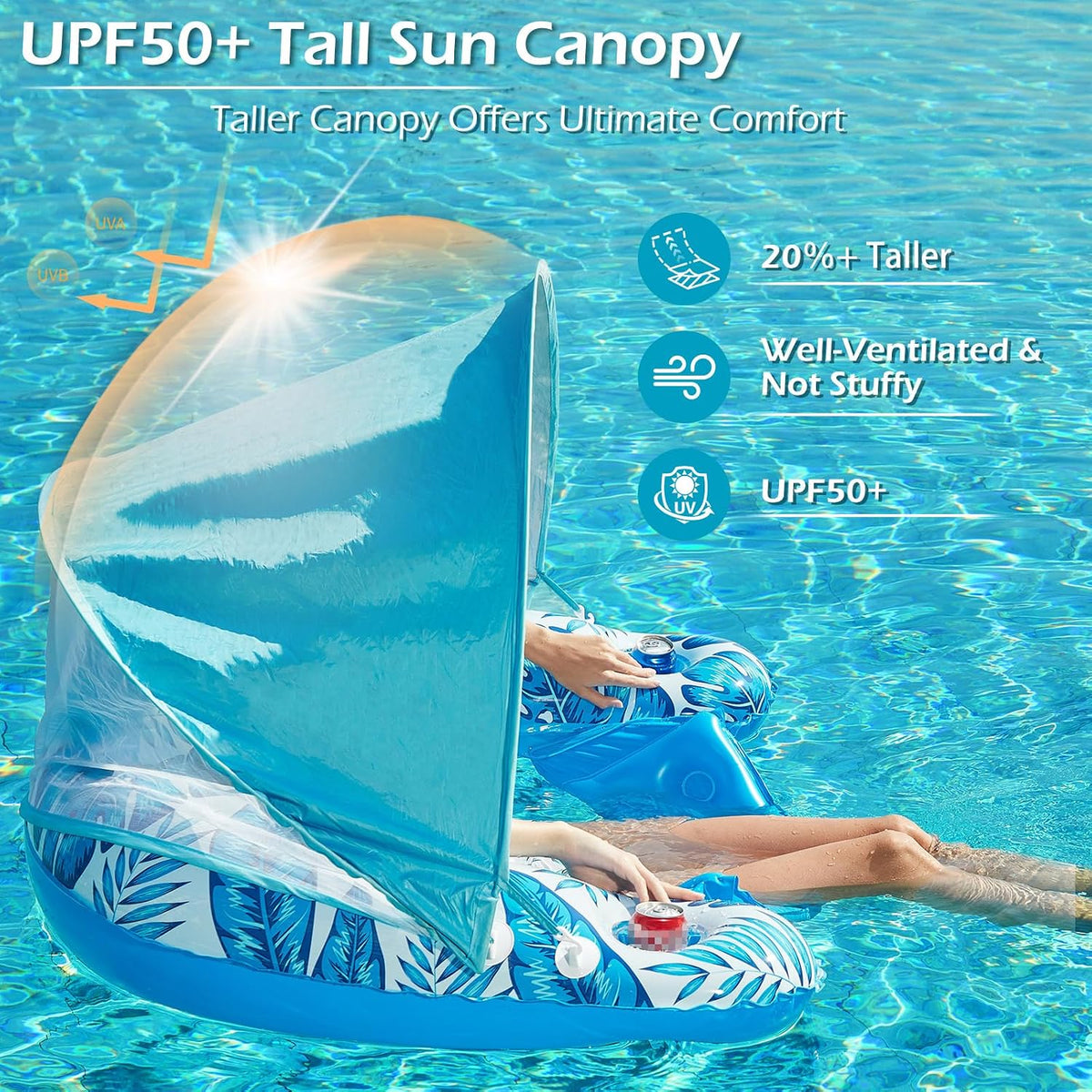 Jasonwell Pool Float with Canopy - blue / Large - image 3