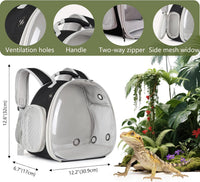 Bearded Dragon Travel Backpack with Harness and Leash Set - Black / Backpack+LSH Grey - image 2