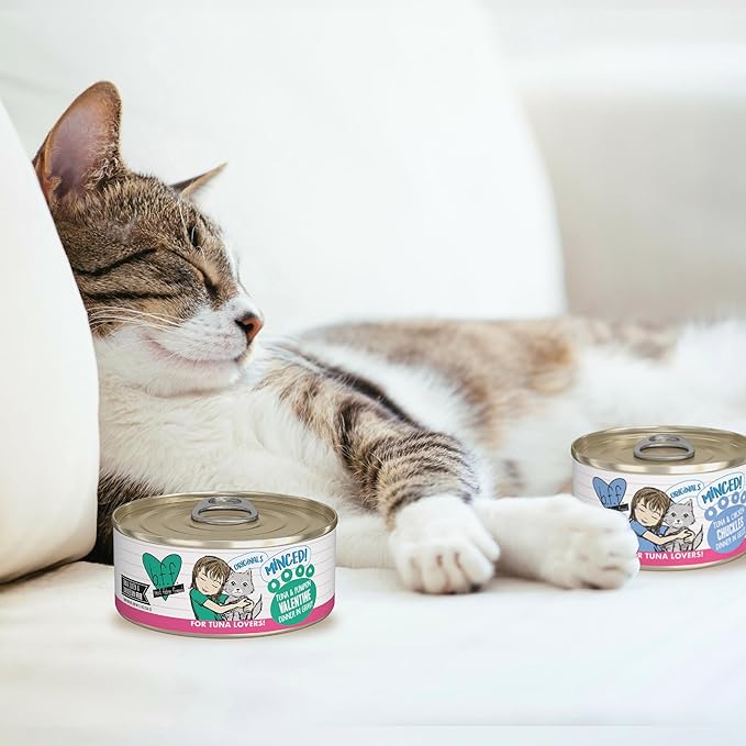 Weruva BFF Minced Natural Wet Cat Food, Tuna and Bonito Be Mine in Gelee, 5.5oz Can, Pack of 24