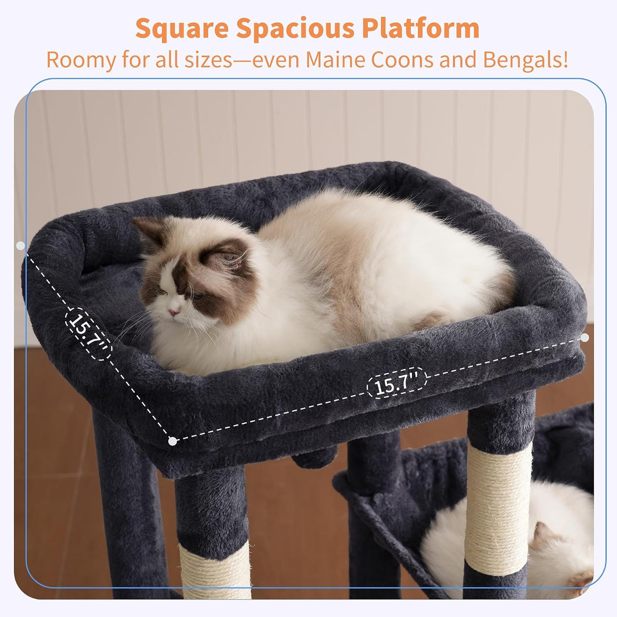 Heybly Heavy Duty Cat Tree with Large Base for Large Indoor Cats - Smoky Gray / L - image 3