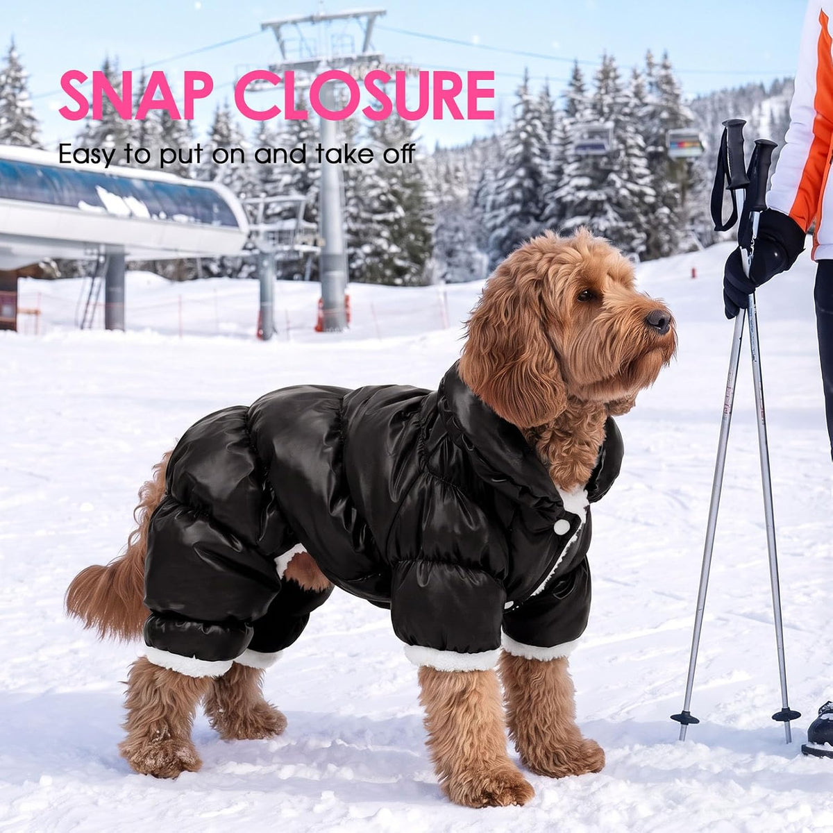 Dog Coat Waterproof Dog Jacket Fullbody Dogs Winter Coat Snowsuit – Essentials for Dogs - Black / XX-Large - image 2