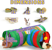 Bunny Tunnels & Tubes Collapsible 3 Way Rabbit Hideout with 13pcs - Colorful - image 2