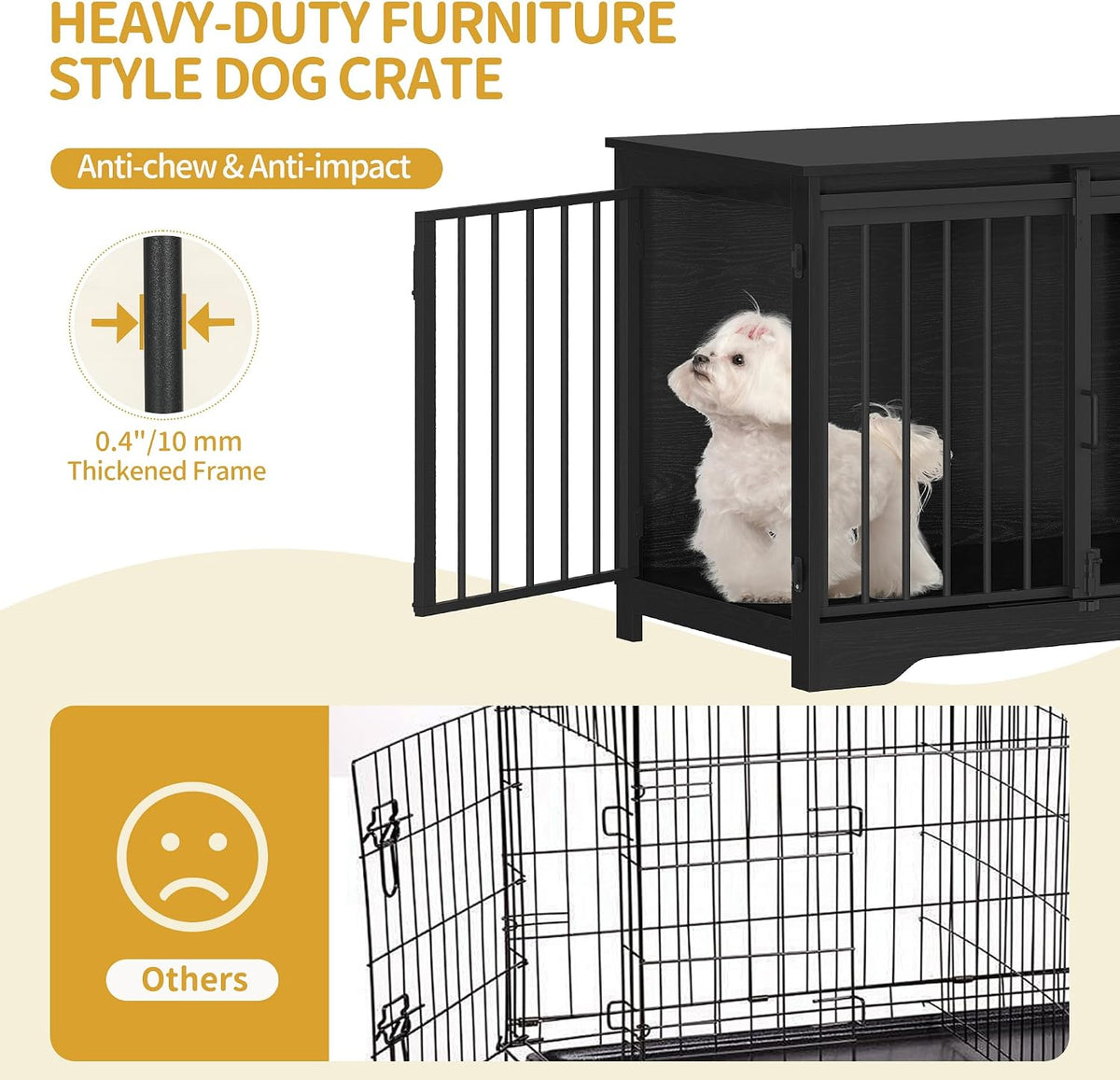 Hzuaneri 77.6 in Double Dog Crate Furniture - Black / 31.9"L x 21.7"W x 26.6"H - image 4
