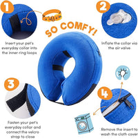 BENCMATE Inflatable Dog Cone Collar Alternative, Soft Dog Cone for Small Medium Large Dogs and Cats, Neck Recovery ECollar Donut Collar After Surgery (Large+, Donut-Blue)
