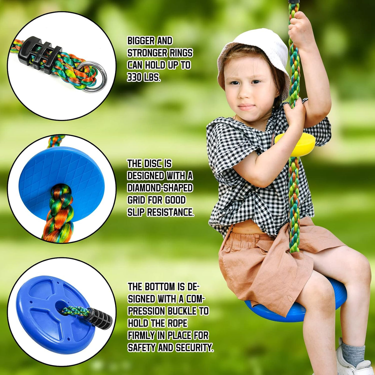 Just.smile tree swing climbing rope with platforms, disc seat and tree strap - view 12