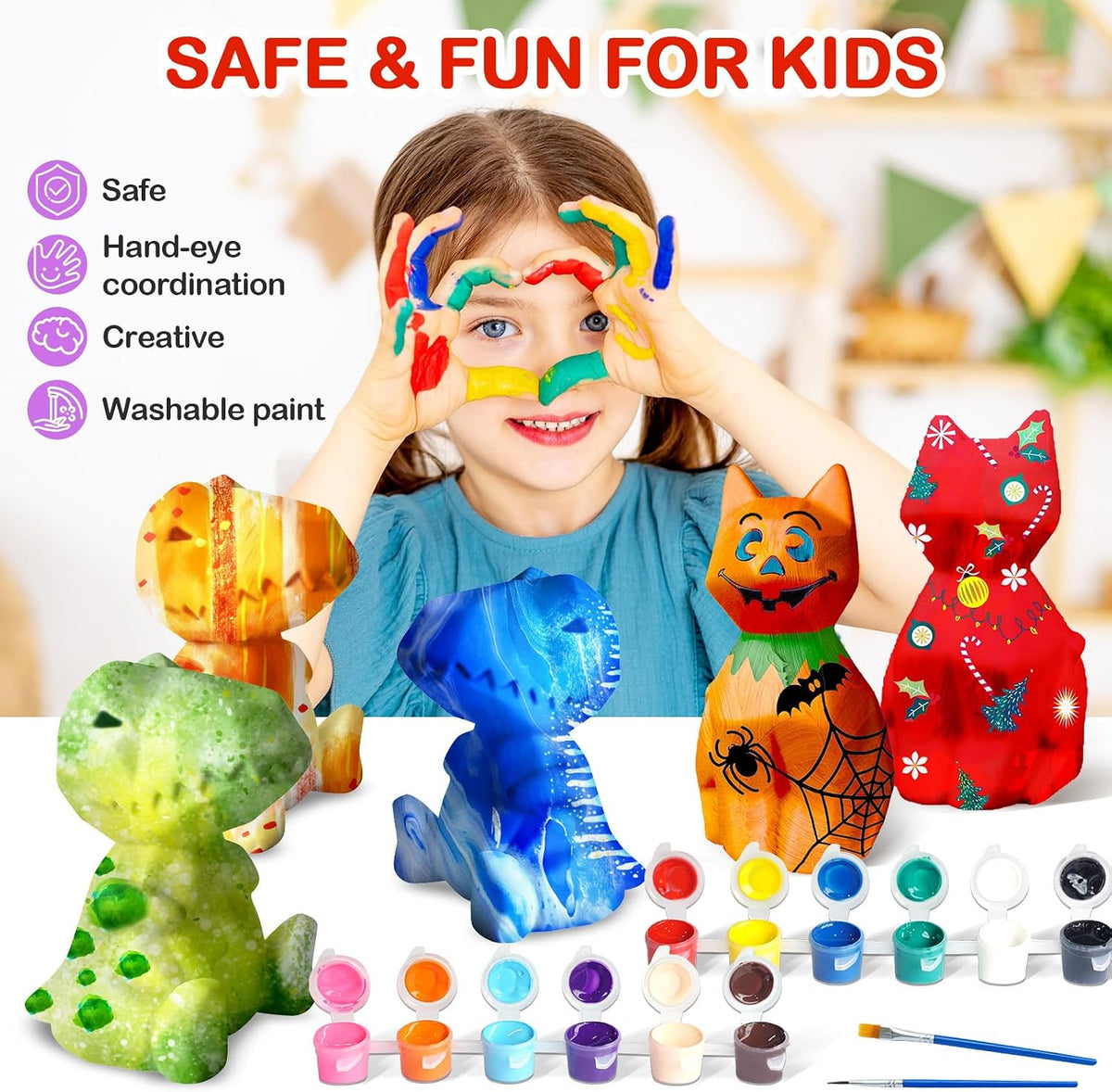 Goodyking Paint Your Own Cat Lamp Kit - Cat & Dinosaur 3pcs - image 3