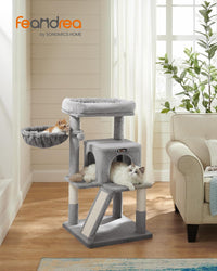 Feandrea Cat Tree, Multi-Level Condo - Light Gray - image 2