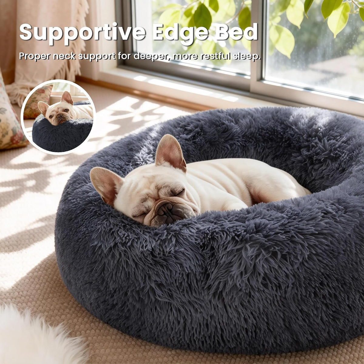 Love's cabin Calming Cat Bed for Indoor Cats - Bluish Grey / 20" - image 2