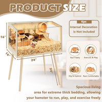 PROLEE Small Animal Cage, Hamster Cage Wooden Roof - 24.0"L x 16.0"W x 40.0"H / Window Roof - image 3