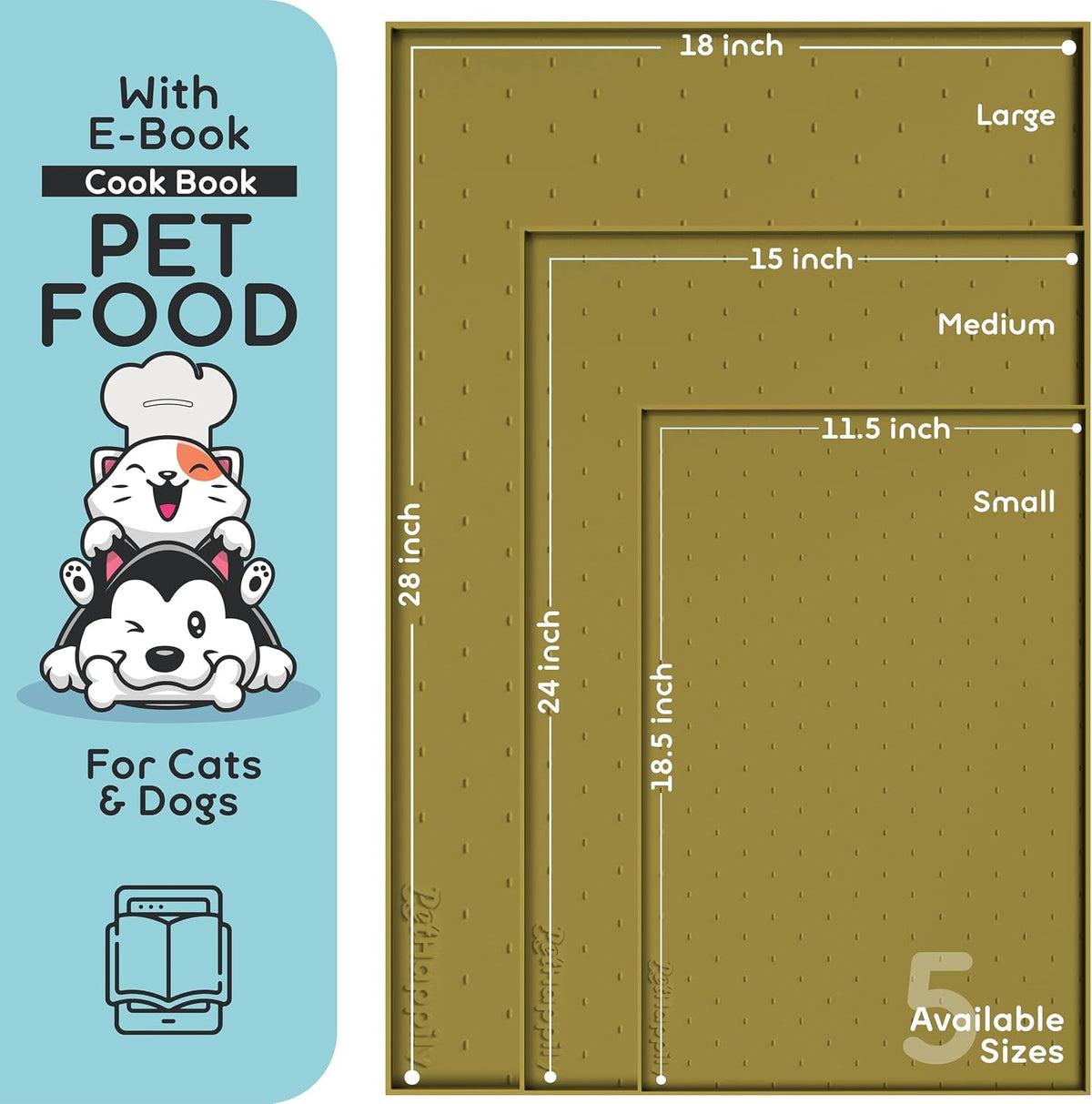 Dog Food Mat - Raised Edges Dogs Mat for Food and Water Prevent Spill, Waterproof Cat Food Mats - 24"L x 15"W / Mustard - image 2