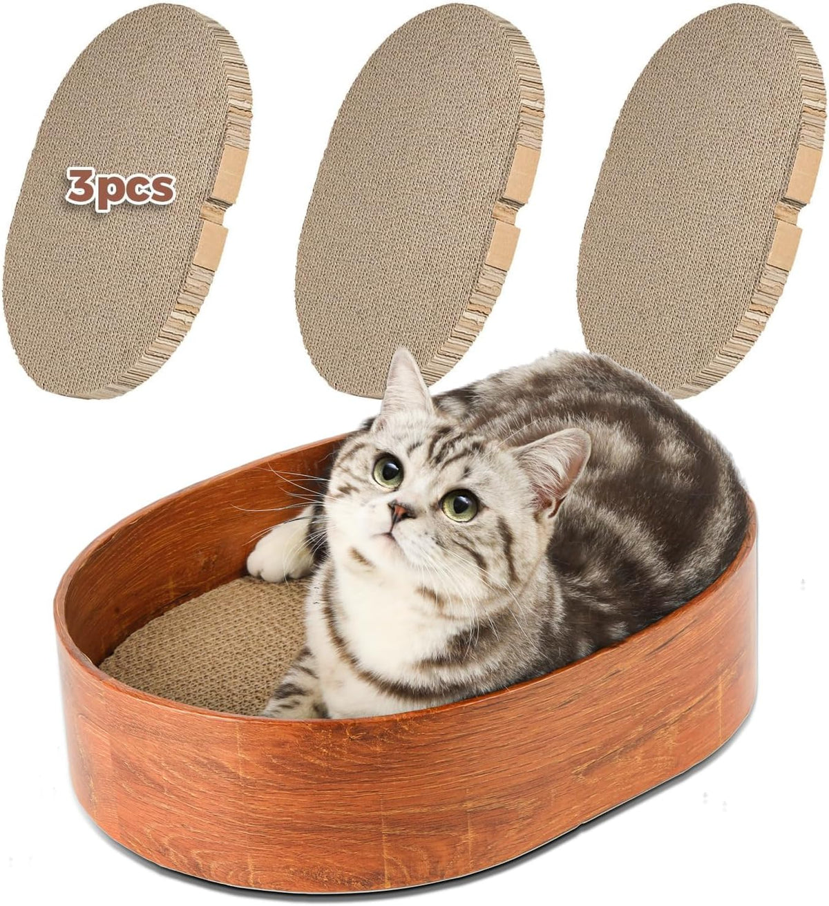 ComSaf Cat Scratcher Bed 17 x 13 in - 3 Pcs Board with Box