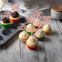 Rose gold glitter vintage 1946 cupcake toppers for an 80th birthday - view 25