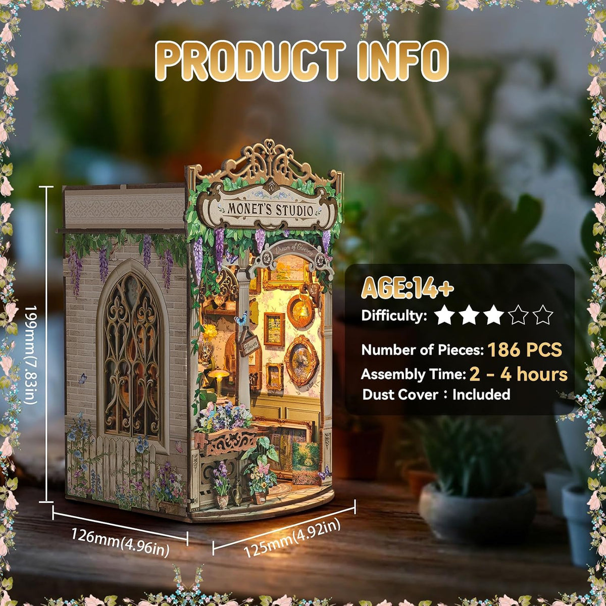 DIY Miniature House Kit, Pet Shop Book Nook Kit with LED Light - Monet's Studio - image 3