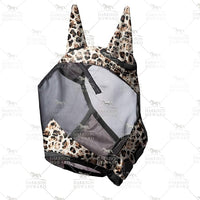 Harrison Howard LumiVista Horse Fly Mask Standard with Ears UV Protection for Horse Leopard Print M Cob
