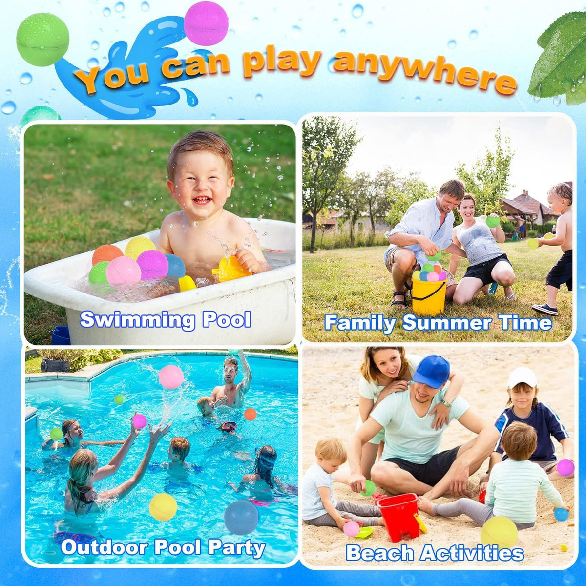 Reusable Water Balloons 6 Pcs with Mesh Bag - Pure Color / 18 Pcs - image 3