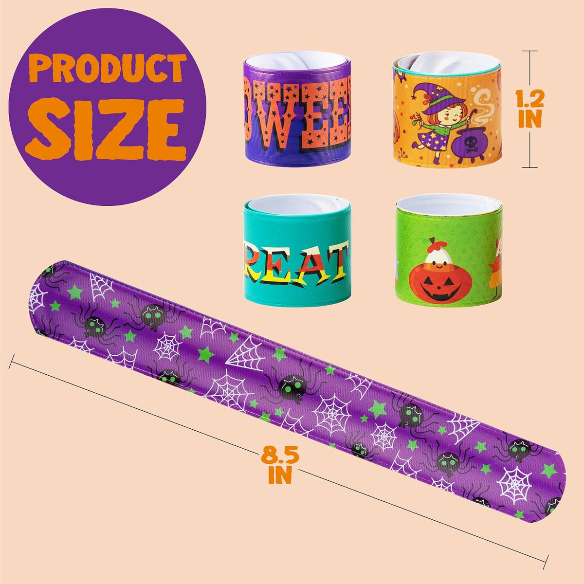 JOYIN 100 PCS Halloween Slap Bracelets for Kids - image 3