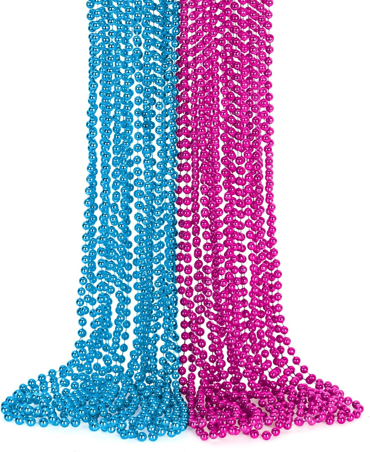 EOBOH 12PCS Mardi Gras Beads, Gold Beaded Necklace Stuff Set - Pink and Blue / 12