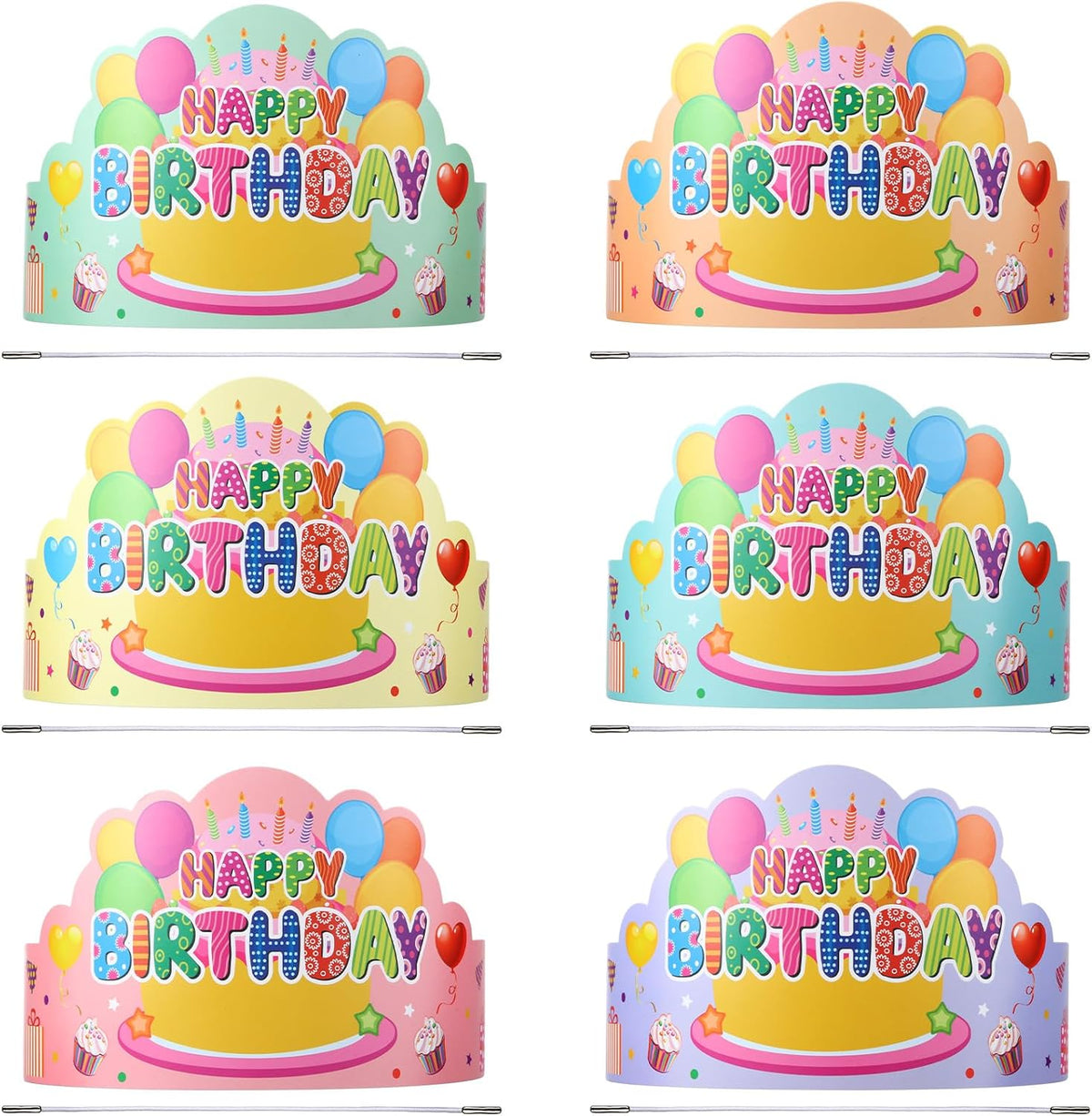 Yunsailing 36 Pcs Birthday Crowns Kids Classroom Party, Pink - Macaron Color