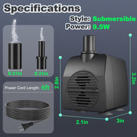 SongLong Submersible Pump 200GPH 5.2ft. High Lift for Fountains – Essentials for Fish - Water Pump 200GPH+5.2ft - image 2