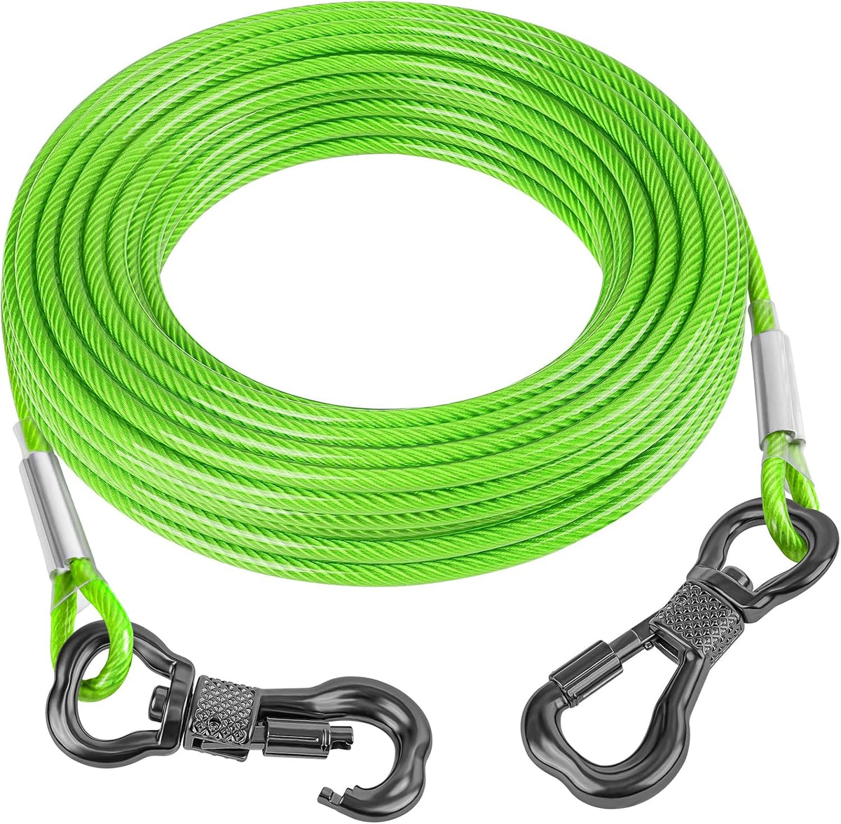 15FT Reflective Tie Out Cable for Dogs Up to 250 Pounds - 250lbs 30FT 0.2IN / Green