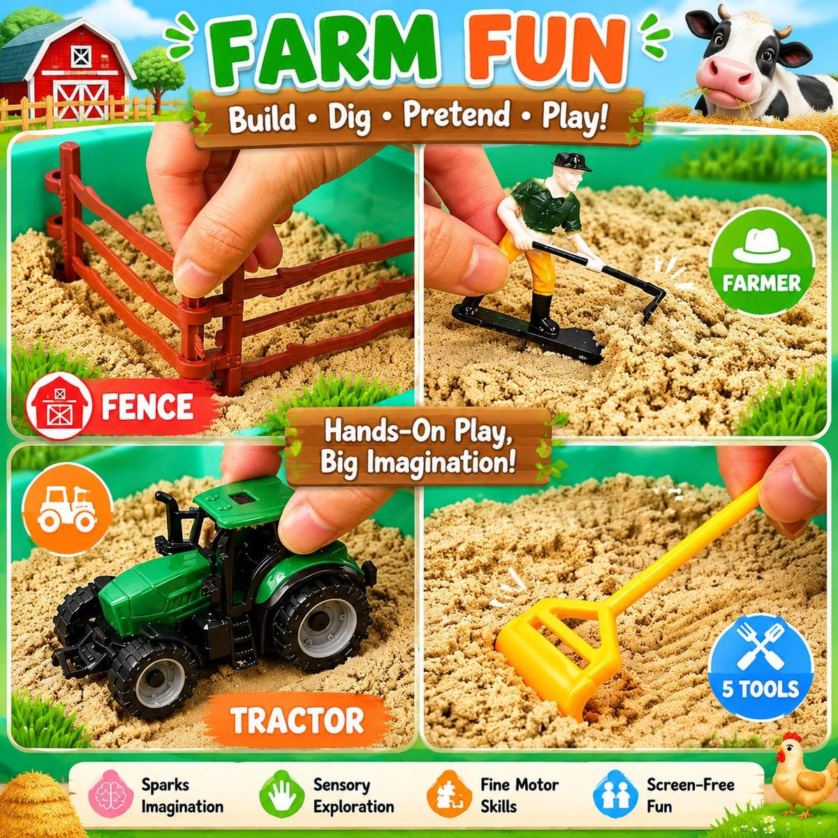 AGENTLAN Ocean Sensory Bin with Sensory Sand - FARM - image 2