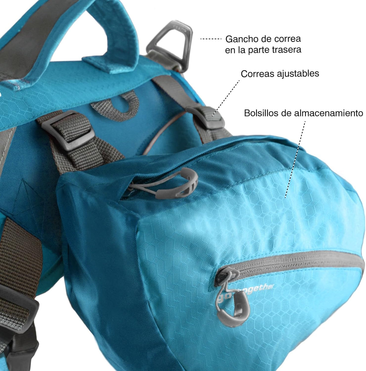 Kurgo Big Baxter Dog Backpack Harness - Baxter Pack / Coastal Blue - image 4