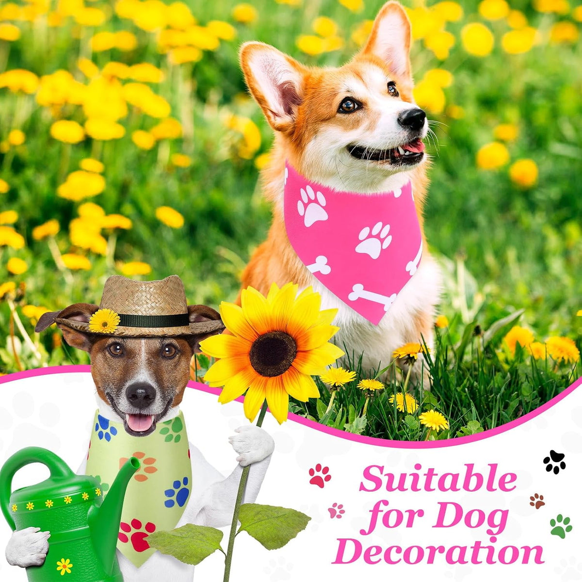 Abbylike 100 Pcs Fall Thanksgiving Dog Bandanas Bulk - Paw Print / 25.6 x 17.7 x 17.7 Inch - image 2