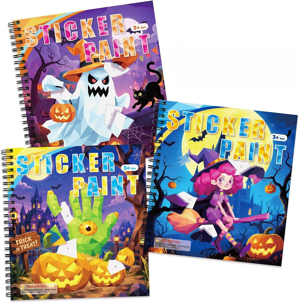 Homicozy 3Pcs Paint by Number Sticker Books for Kids 4-8 - Halloween-3pcs