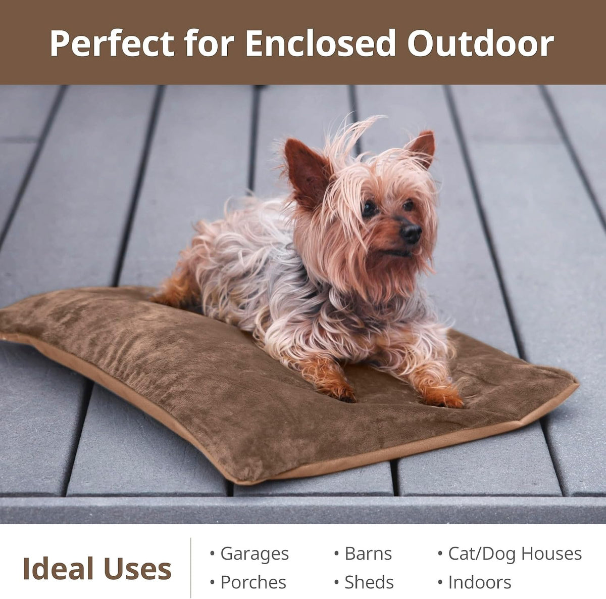 Outdoor Cat Heating Pad, 15.7" x 11.8", 30W, Grey – Essentials for Cats - Brown / 19.7"L x 15.7"W - image 2