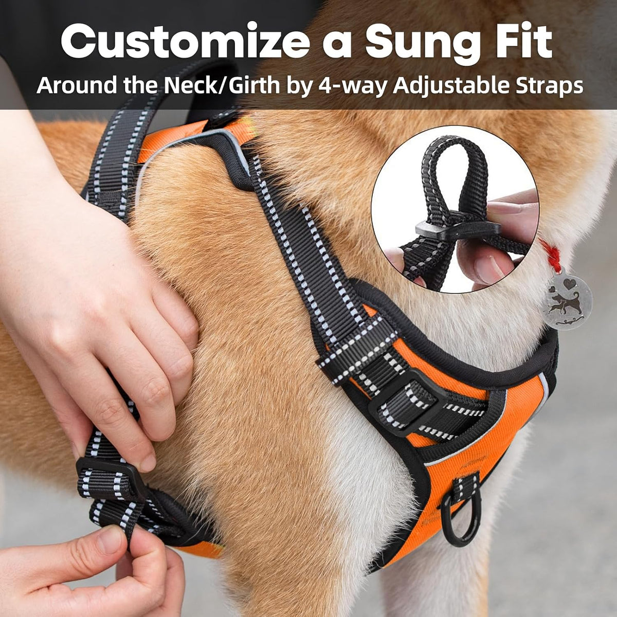 PoyPet No Pull Dog Harness Medium - Large / Orange - image 4