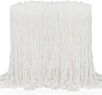 100PCS Bead Necklace, Gold Mardi Gras Beads Party Stuff - Pearl White