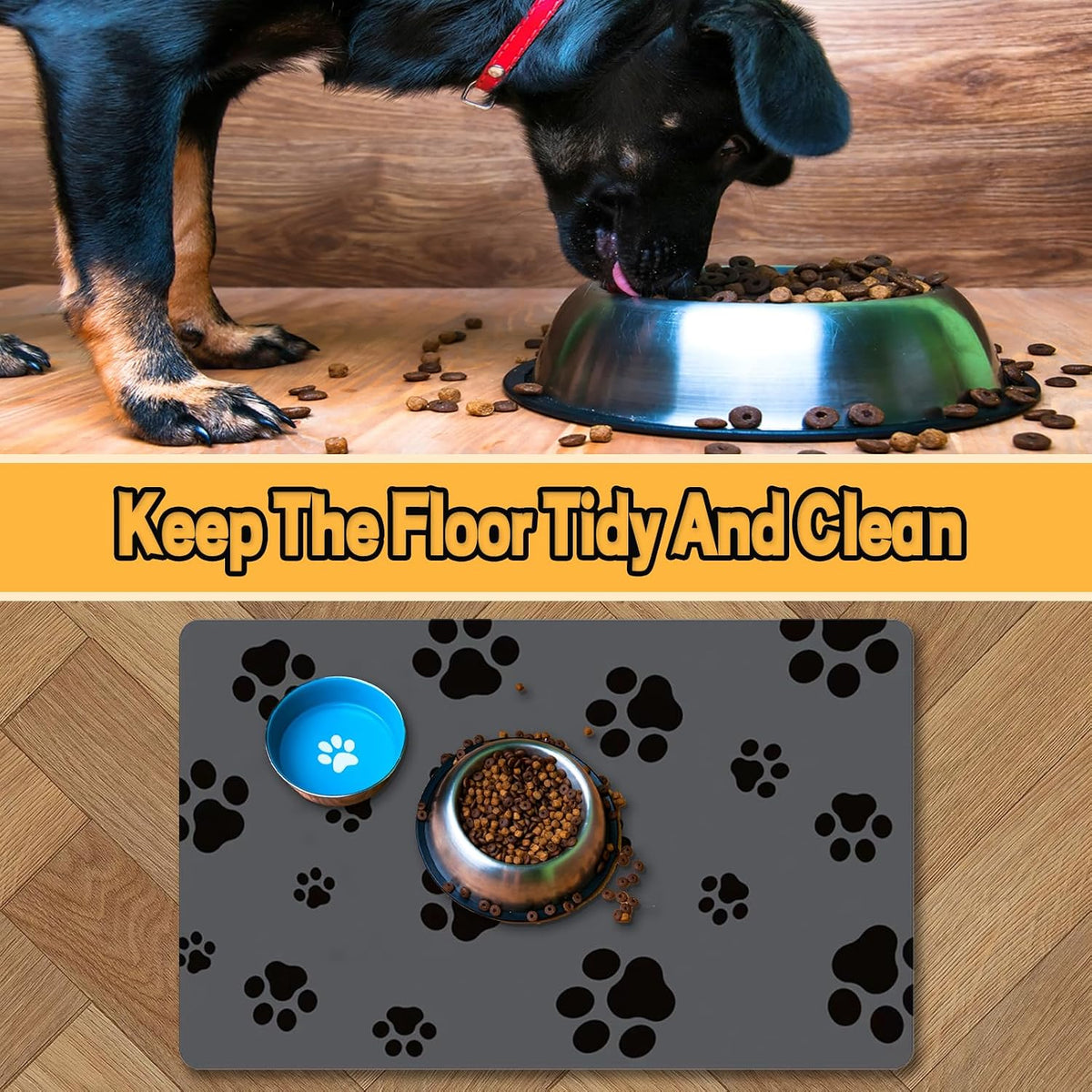 18"×30" Dog Food Mat-Absorbent Dog Mat for Food and Water - Dark Gray-JY / 18"L x 30"W - image 3