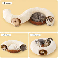 Cat Tunnel Bed for Indoor Cats - Beige / Large - image 2