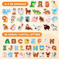 JoyCat Wooden Thick Alphabet Magnets for Toddlers Fridge Large Size - Letters+Animals - image 2