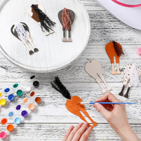 Geelin 24 unfinished wooden horse cutouts with paints, brushes and colored yarn - view 2