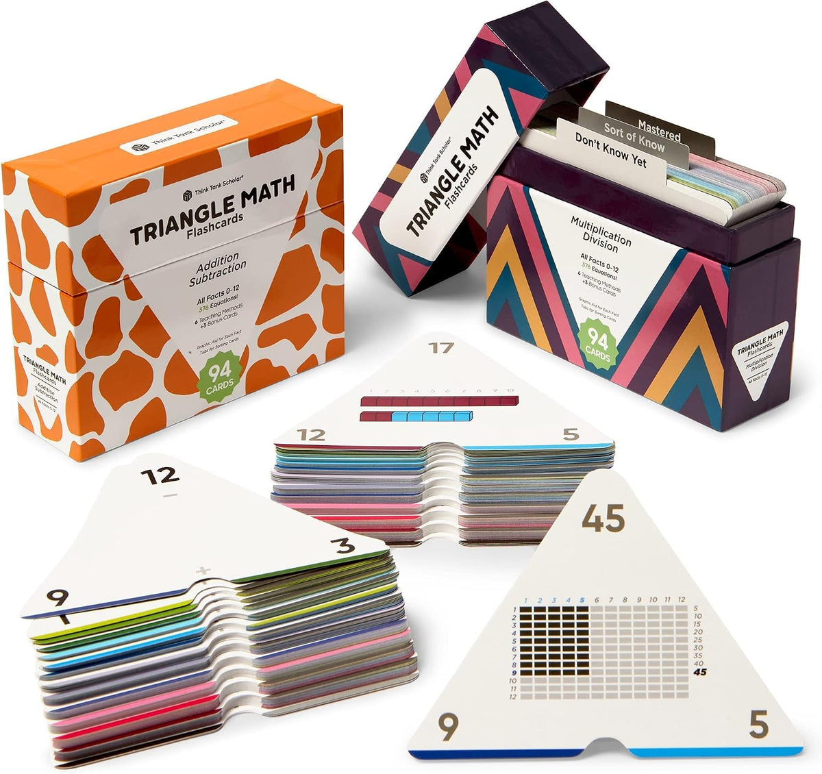 Think Tank Scholar color-coded triangle math flash cards for grades K-6 - view 3
