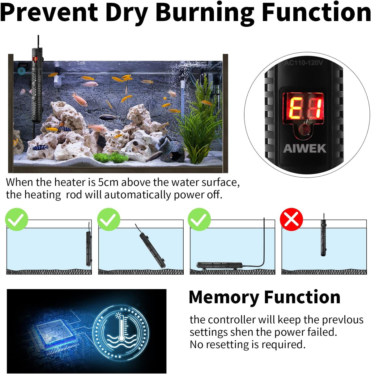 Aquarium Heater 300W Upgraded Fish Tank Heater With Leaving Water - image 3