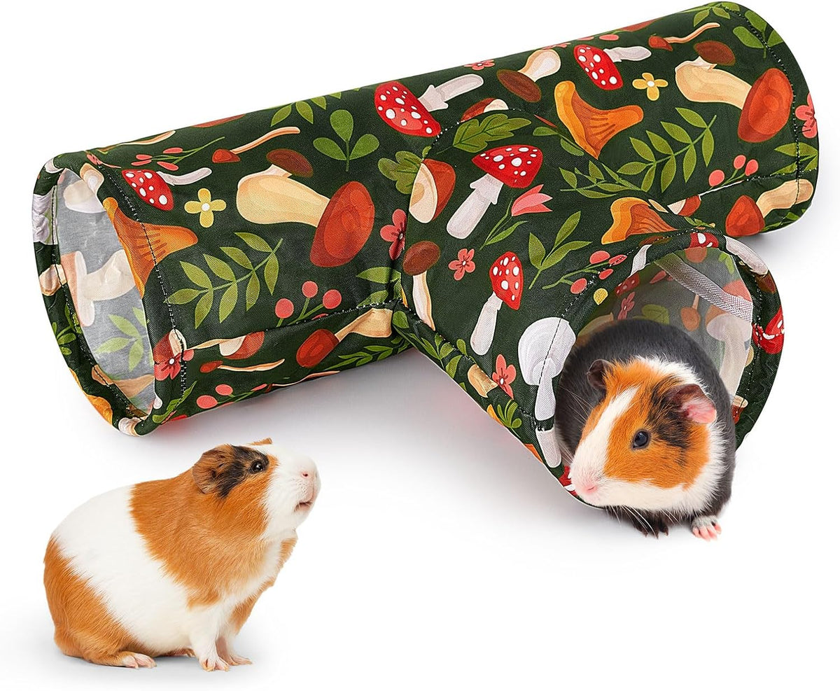 Bienbee Guinea Pig Tunnel, 3 Way Washable Guinea Pig Hideout - Mushroom / 3-Way