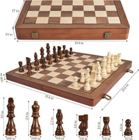 ELONGDI 15 inch folding magnetic wooden chess set with walnut finish - view 5