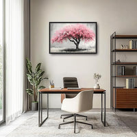 Extra Large Framed Pink Tree Wall Art,Abstract Tree of Life Wall Decor,Pink and Grey Pictures for Living Room,Canvas Print Painting Modern Artwork Bedroom Office Bathroom Home Decor 36L x24W