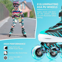 Adjustable Inline Skates for Kids Ages 4-12 – Fun for Kids & Family - Cyan / Large-Youth（3-6 US） - image 3