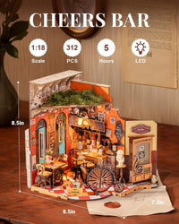 Rolife Coffee Shop DIY miniature house kit with LED lights and tiny cafe details - view 4
