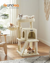 Feandrea Cat Tree, Multi-Level Condo - Beige - image 2