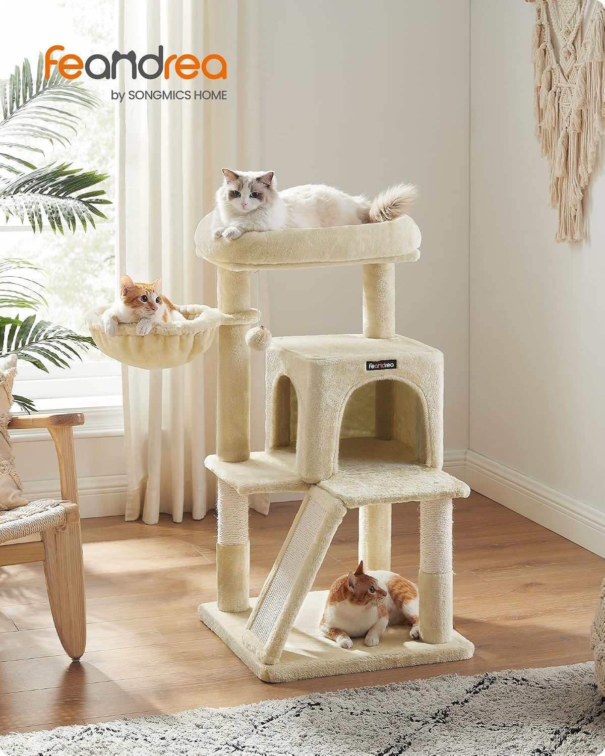 Feandrea Cat Tree, Multi-Level Condo - Beige - image 2