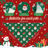 Preboun 100 Pcs Fall Paw Print Dog Bandanas Bulk - Christmas Paw Print / 31.5 x 21.7 x 21.7 Inch - image 3