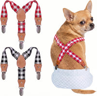 2 Pieces Dog Diaper Suspenders - Plaid / Small/Medium